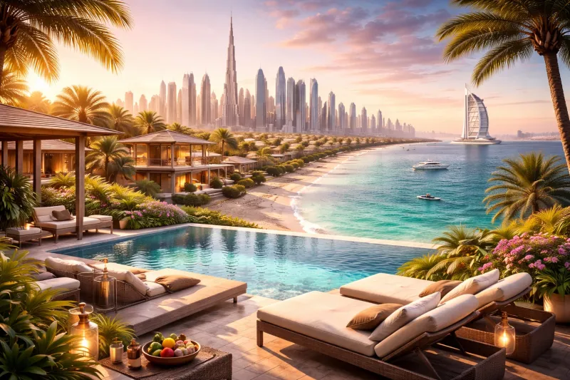 Sunset luxury by the Dubai skyline