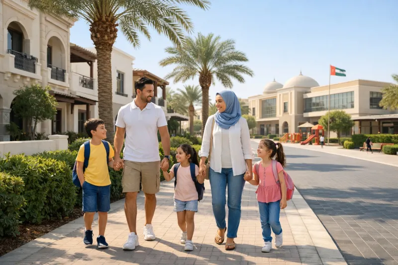 Family stroll in UAE community