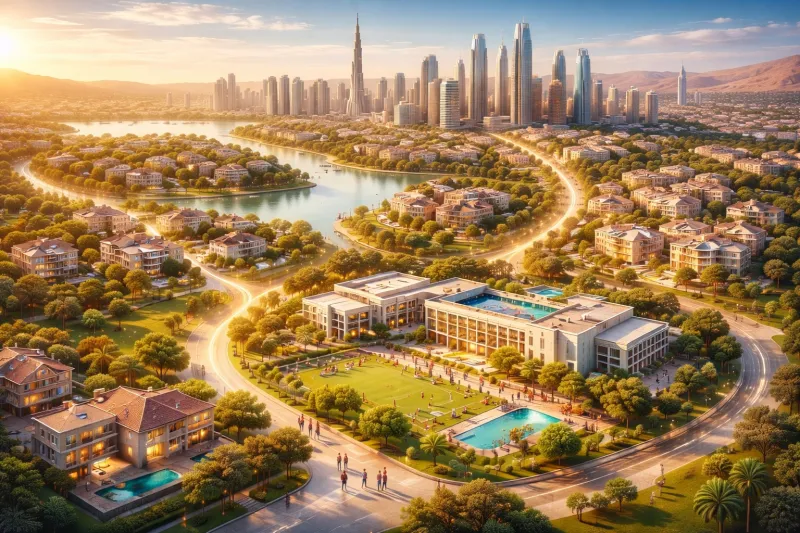 Golden hour in upscale UAE community