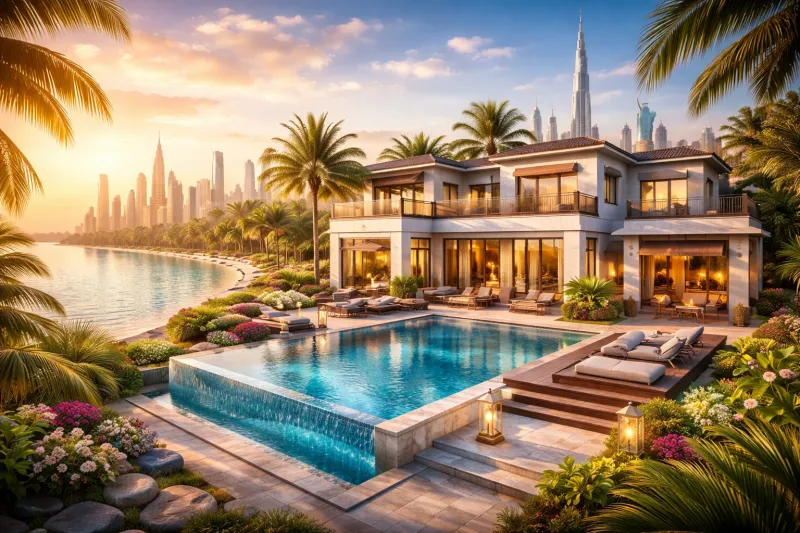 Luxurious villa by the Dubai skyline