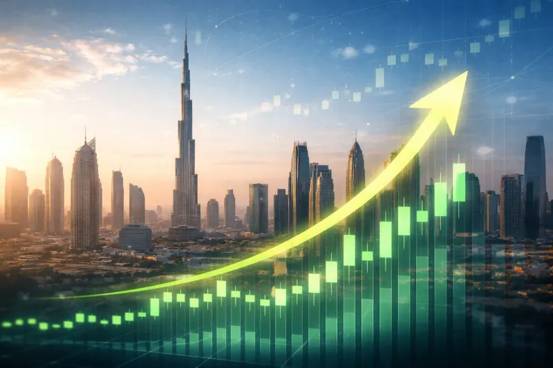 Dubai's financial rise at sunset