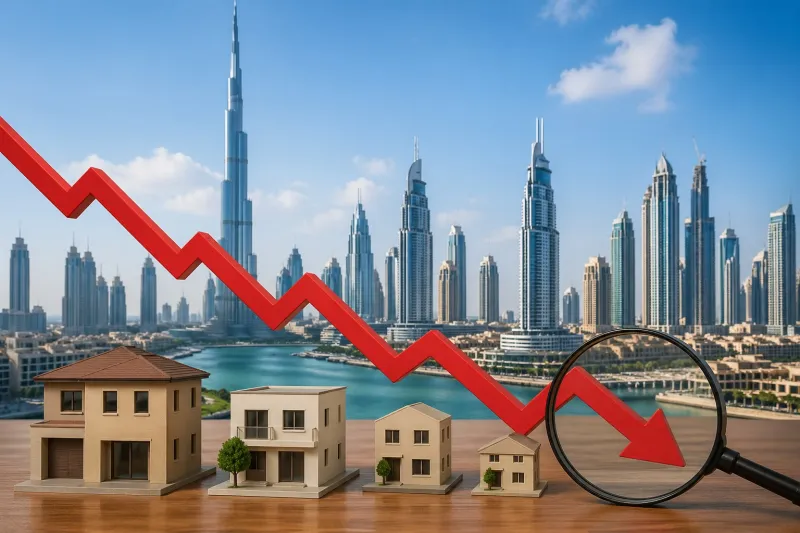 City skyline with real estate decline