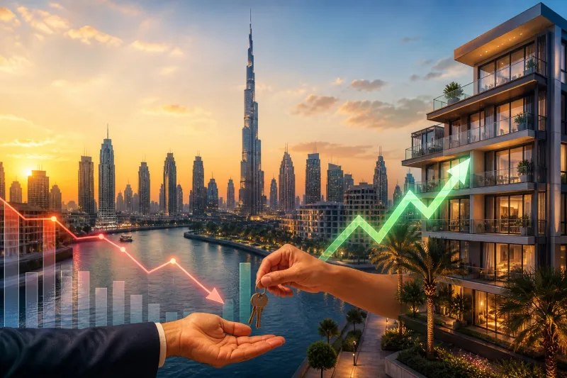 Real estate market exchange at sunset