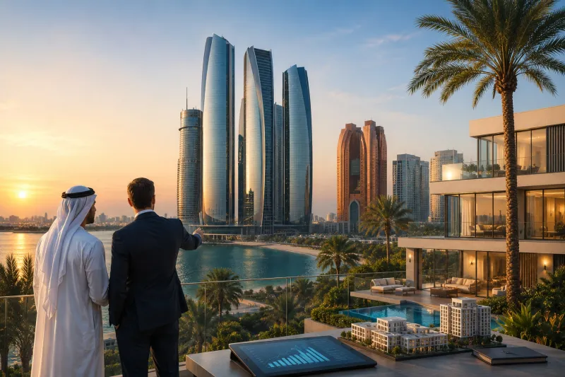 Cityscape at sunset with stunning views