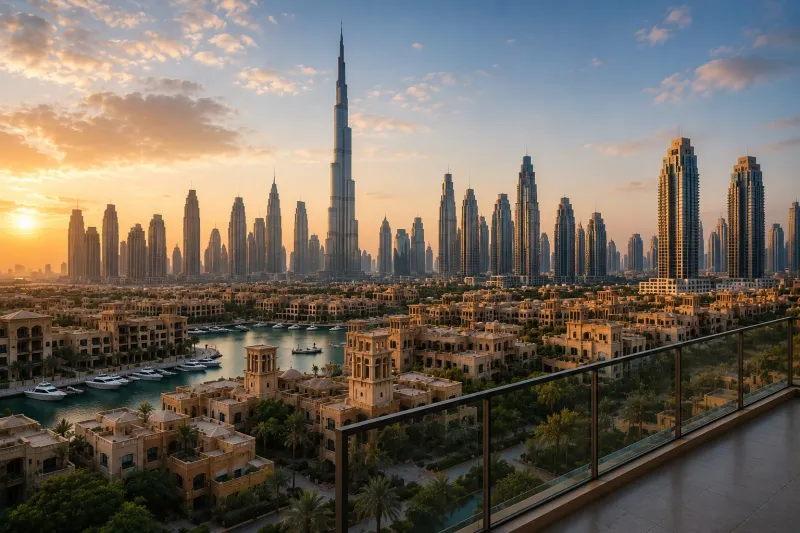 Golden hour over Dubai skyline