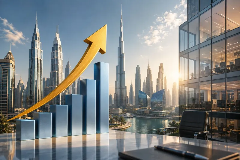 Golden Growth Over Dubai Skyline