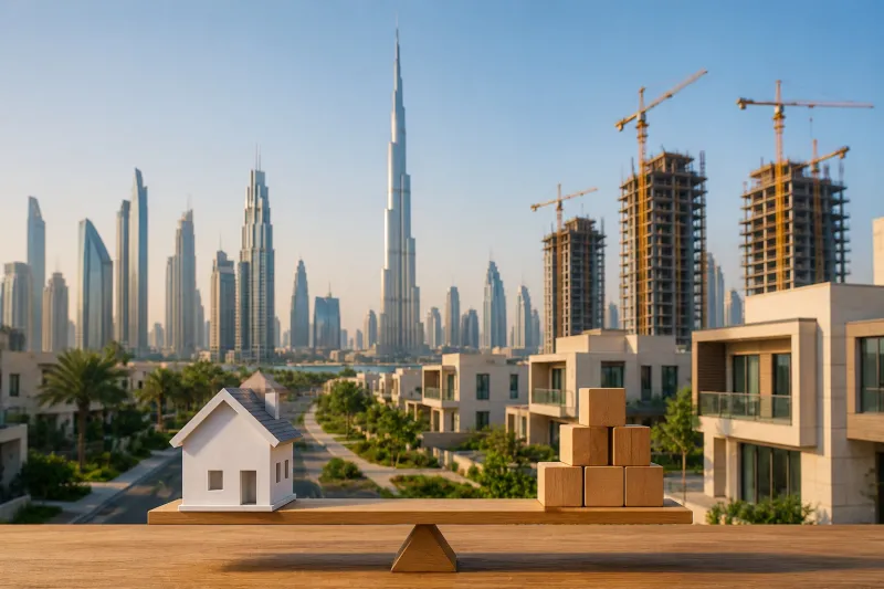 Balanced Homes Over Dubai Skyline