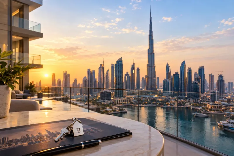 Dubai Skyline Real Estate at Sunset