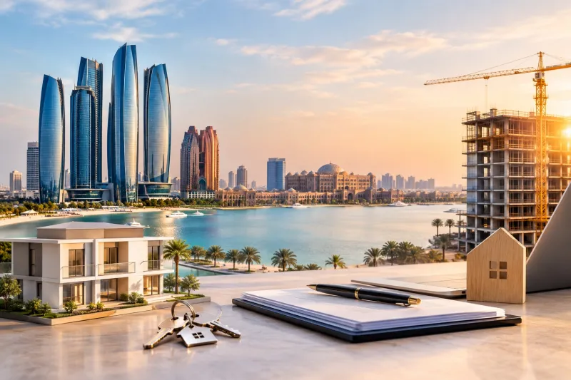 Abu Dhabi Waterfront Real Estate Sunset